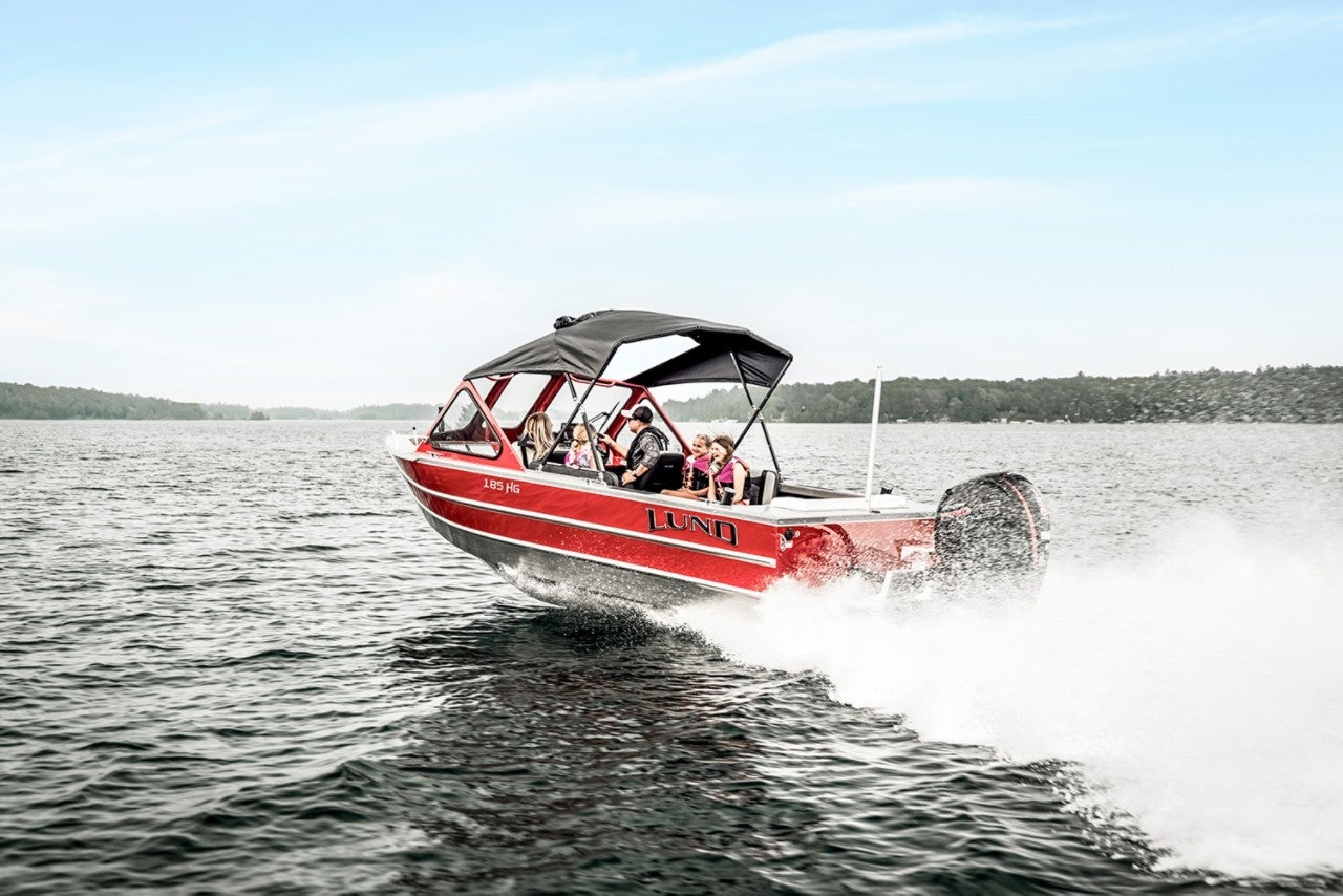 A HG 185 Lund boat on the water